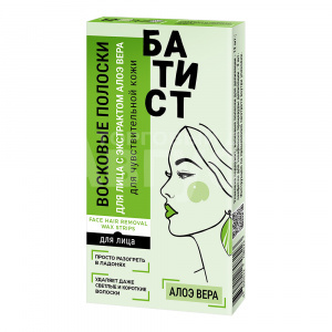 Восковые полоски Батист лица с алоэ вера, 12 шт