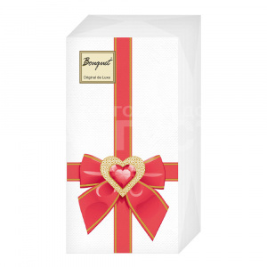 Салфетки бумажные Bouquet Original de Luxe, 2-х слойные, 33*33 см, Подарок с любовью красный, 20 листов
