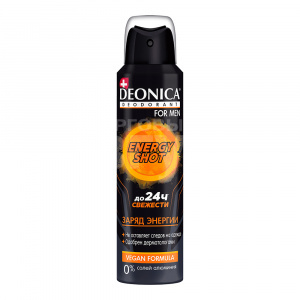 Дезодорант мужской Deonica Deonica For Men, Vegan Formula, Energу Shot Заряд энергии, спрей, 150 мл