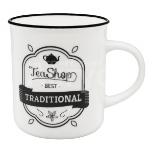Кружка для чая и кофе Tea shop 260мл, керамика, цвет черно-белый