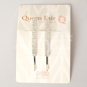 Невидимка для волос Queen fair 4447129 Волшебный блеск,прямая, серебро, 2 шт 5,5 см