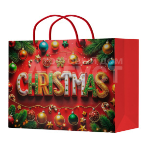 Пакет подарочный НГ 23*17,7*10 Сhristmas, бумага, тиснение золотом