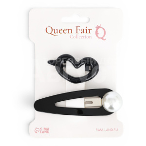 Набор для волос Queen Fair 10958302 Космея 2 заколки 7.5 и 4 см, черный