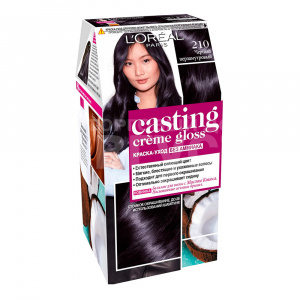 Краска для волос L'Oreal Casting Creme Gloss без аммиака тон 210, черный перламутровый