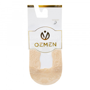 Подследники капроновые Oemen 8013 кружевные хлопк. подошва, силикон на пятке, размер 23-25, бежевый