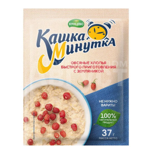 Каша овсяная быстрого приготовления Кашка-Минутка, Земляника, пакет, 37 г