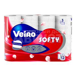 Бумага туалетная Veiro Softu 3-х слойная, цвет: белый, 12 шт