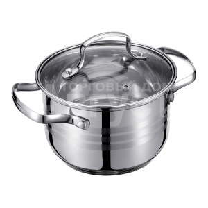 Кастрюля Regent 93-CIN-03 Linea CINTURA, со стеклянной крышкой 18*12,5 см, нержавеющая сталь, стекло, 3 л