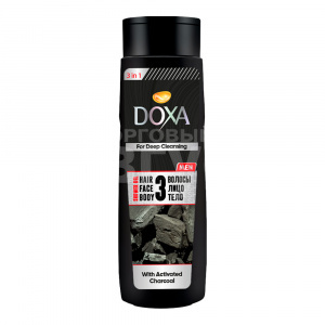 Гель для душа DOXA FOR MEN 3 в 1, С активированным углем, мужской, 400 мл