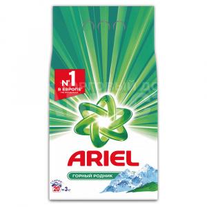 Стиральный порошок Ariel Горный родник для белого белья, автомат, 3 кг