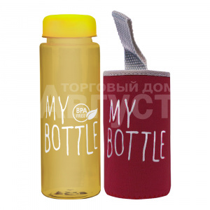 Бутылка для воды "My Bottle" матовая с термочехлом 500мл, цвет желтый, красный
