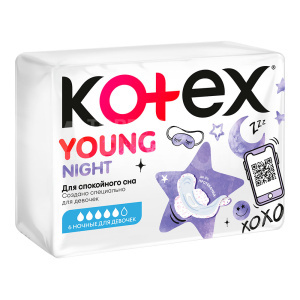 Прокладки гигиенические Kotex Young ночные, 6 шт