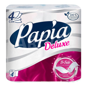 Бумага туалетная Papia Deluxe четырехслойная, белая, 4 шт