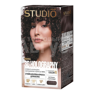 Стойкая краска-гель для волос Studio 3D Holography стойкая для седых волос тон 3.45, темно-каштановый