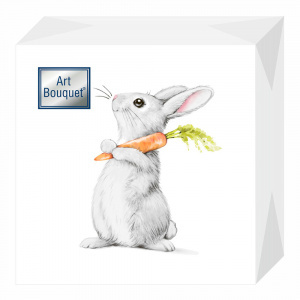 Салфетки бумажные Bouquet Art 2-х слойные, 20*20 см, Кролик и морковка, 30 листов