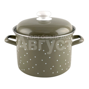 Кастрюля 1610АП2/8Кс эмалированная цилиндрическая White dots Каменно-серый 2 л