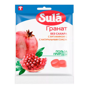 Бад Леденцы Sula, б/сахара, гранат, пакет, 60 г