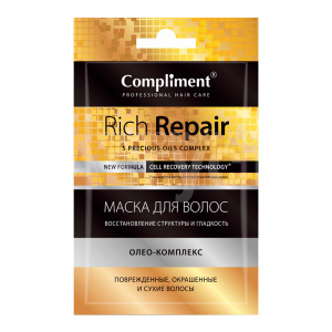 Маска для волос Compliment Rich repair восстановление структуры и гладкость, 25 мл