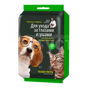 Влажные салфетки Teddy Pets для глаз и ушей с экстрактом василька витамином А, 50 шт
