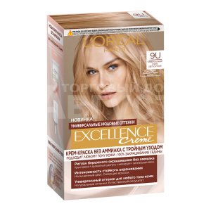 Крем-краска для волос L'Oreal Excellence Creme без аммиака тон 9U, очень светло-русый, 192 мл