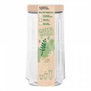 Банка для сыпучих продуктов GreenRepublic SE2249GR, пластик, лён, 1,1 л