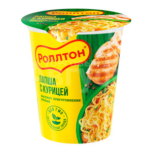 Лапша быстрого приготовления Роллтон Курица, стакан, 70 г