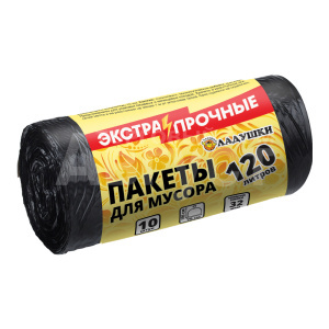 Пакеты для мусора Ладушки экстрапрочные, двухслойные, 120 л, 10 шт