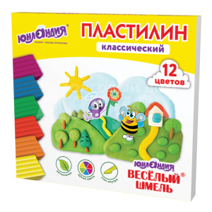 Пластилин Юнландия 106431 Веселый шмель, стек 240 г, 12 цветов