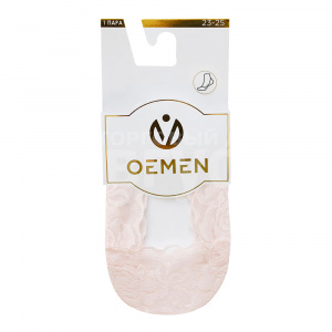 Подследники капроновые Oemen 8012 кружевные хлопк. подошва, силикон на пятке, размер 23-25, розовый