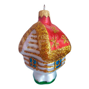 Новогодняя игрушка ФУ-7/2 в подарочной упаковке, Домик лесной, 10 см, стекло
