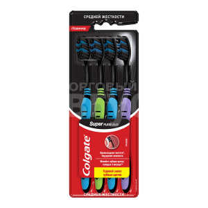 Зубная щетка Colgate Super Flexi Black средней жесткости щетина, 4 шт
