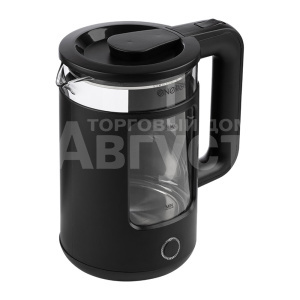 Чайник электрический Energy 164138 корпус из термостойкого стекла, черный, 1,5 л