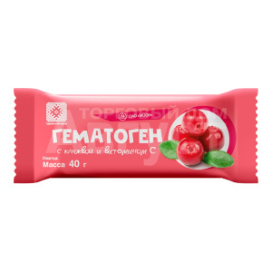 Бад Гематоген 40 г Бад с клюквой и витамином С,плитка