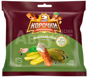 Сухарики 3 корочки со вкусом малосольные огурцы +соус тартари 25мл, 60 г