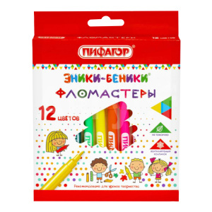 Фломастеры Пифагор 151401 Эники-Беники с вентилируемым колпачком, 12 цвета