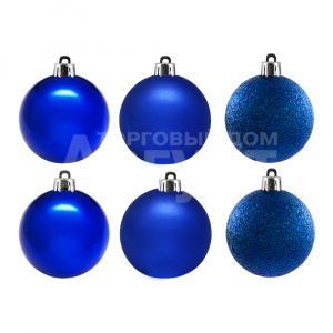Набор новогодних шаров SH22-04 4см, пластик, синий, 6 шт