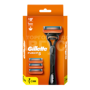 Станок для бритья Gillette Fusion 5 лезвий с 4 сменными кассетами, мужской, 1 шт