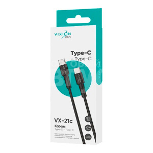 Кабель для зарядки Vixion Type-C 60W VX-21c PRO 3А, черный, 1 м