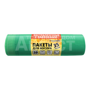 Пакеты для мусора Ладушки экстрапрочные с завязками 35л 20шт