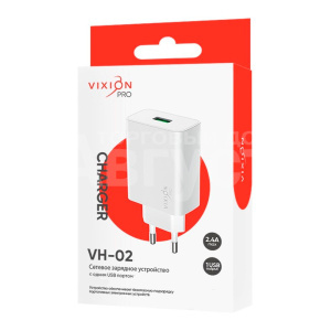 Зарядное устройство Vixion VH-02 для USB Smart IC PRO однопортовое 2.4 A, белый