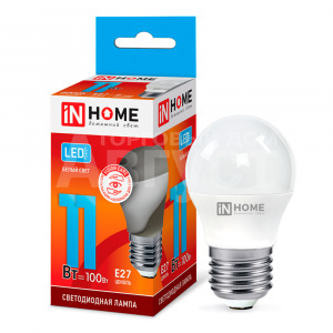 Лампа светодиодная IN HOME 11Вт-230В-4000К–E27, колба P45 шар