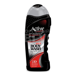 Гель для душа Active NATURAL парфюмированный с витамином B5 "Спорт 3D" , Black, мужской, 400 мл