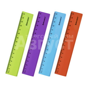 Линейка Brauberg 210765 Fruity, тонированная, 15 см, пластик, ассорти