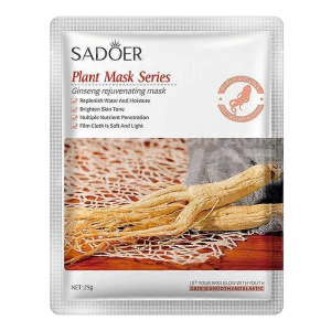 Маска для лица Sadoer тканевая, укрепляющая c экстрактом женьшеня, 25 г