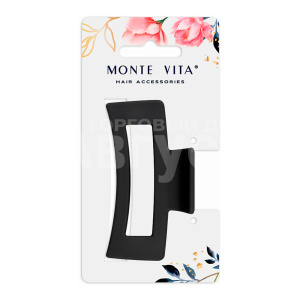 Краб для волос 457002 soft-touch, Monte Vita 8,5 см, черный