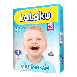 Подгузники LALAKU трусики 7-14 кг, для мальчиков, размер 4, 18 шт