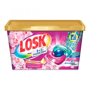Капсулы для стирки Losk Ароматерапия 3+1 Power caps Малазийский цветок, 12 шт