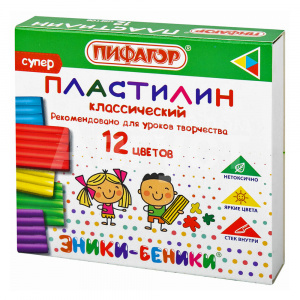 Пластилин Пифагор 106505 Эники Беники 120 г, 12 цветов