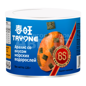 Арахис Tryone жареный, со вкусом морских водорослей, ж/б, 150 г