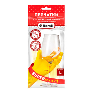 Перчатки Komfi хозяйственные размер M, латекс, 1 пара